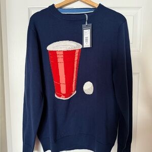 Vineyard Vines Navy Sweater with Red Cup Design
